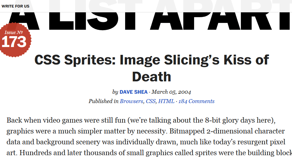 A list apart: CSS Sprites: Image Slicing's Kiss of Death