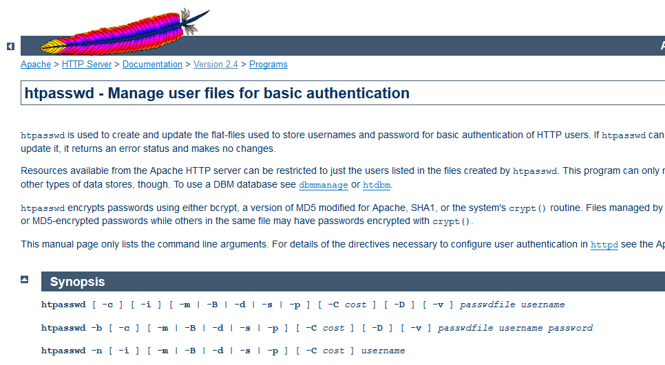 Apache tool: htpasswd - Manage user files for basic authentication